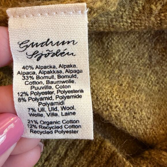 GUDRUN SJÖDÉN Alpaca Wool Blend Long Cardigan Sweater Mustard Yellow Gold XL - Picture 5 of 8